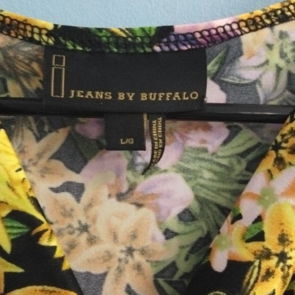 Like New Buffalo David Bitton Green Yellow V-Neck Maxi Sundress Size Large - Picture 2 of 5